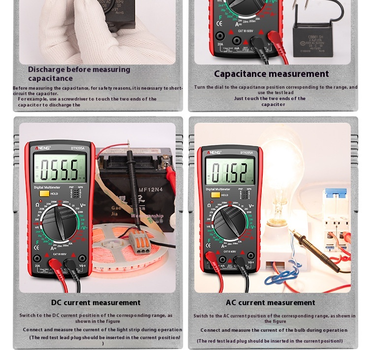 Title 2, DT9205A Digital Multimeter Red