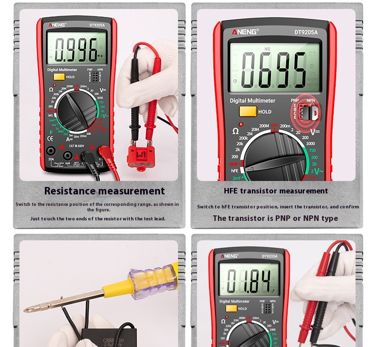 Title 6, DT9205A Digital Multimeter Red