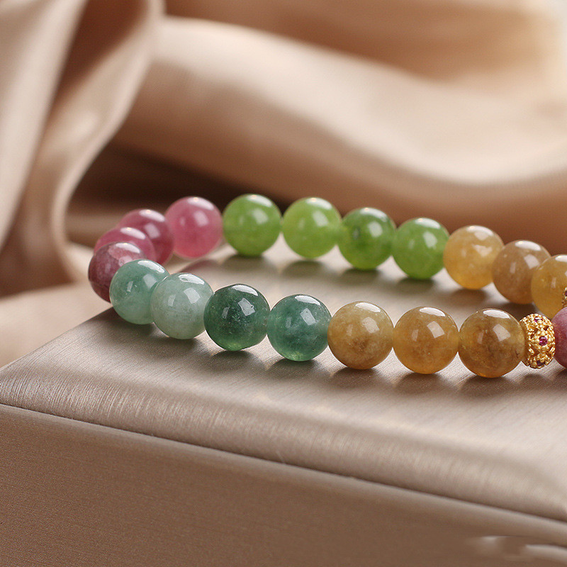 Color Tourmaline Jade Bracelet For Women Special Interest Light Luxury