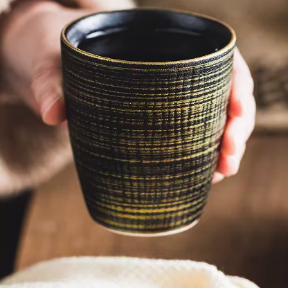 Gold Water Cup Ceramic Tea Cup Retro