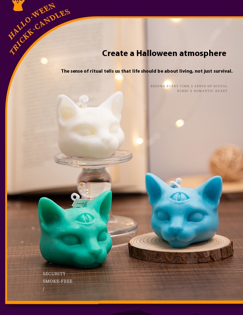 Title 6, Halloween Three-eye Cat Head Aromatherapy Candle