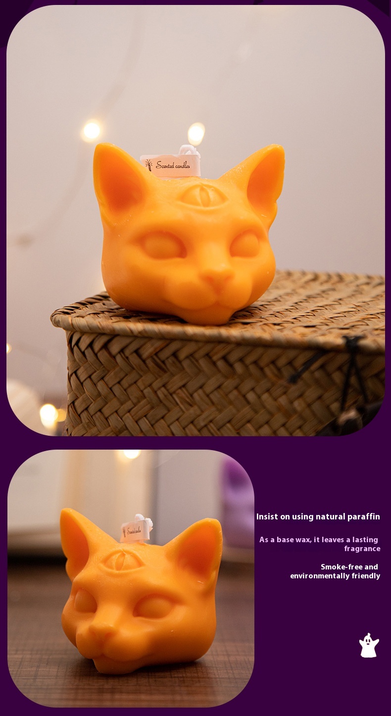 Title 4, Halloween Three-eye Cat Head Aromatherapy Candle