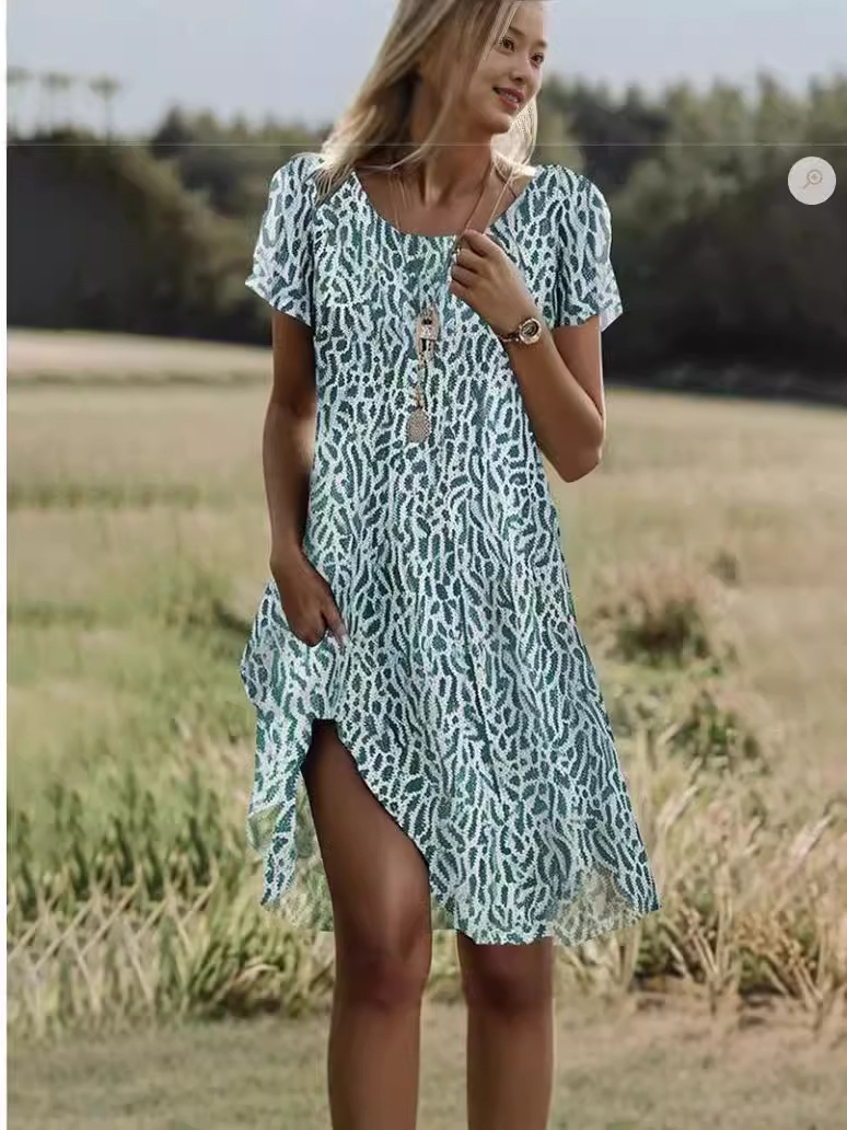 Women's Clothing Round Neck Printed Dress