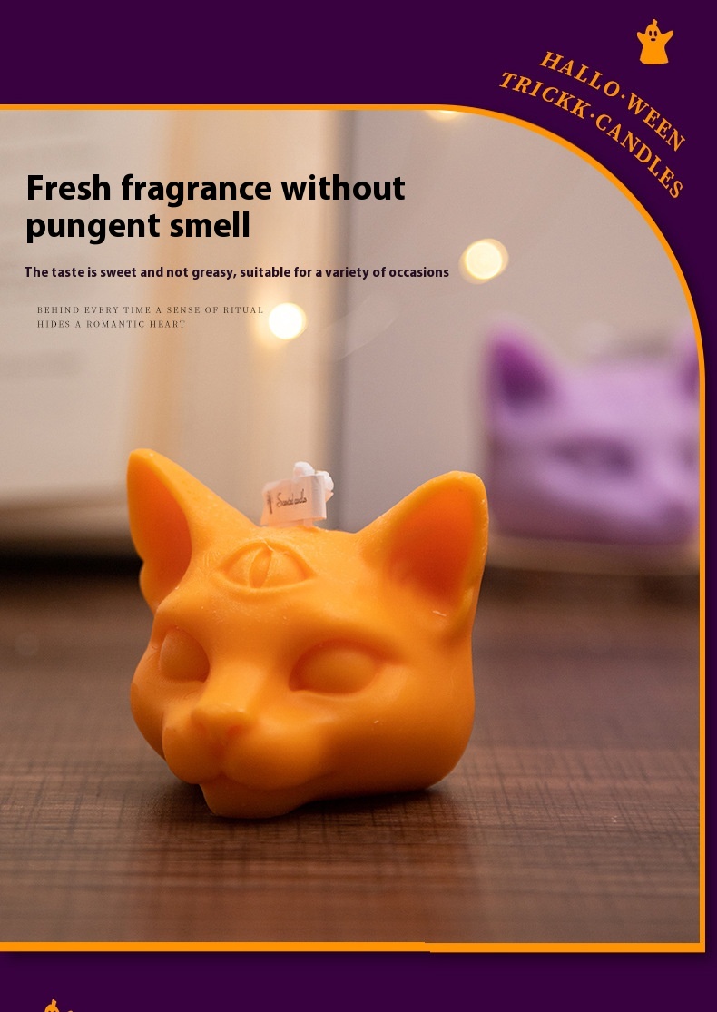 Title 7, Halloween Three-eye Cat Head Aromatherapy Candle