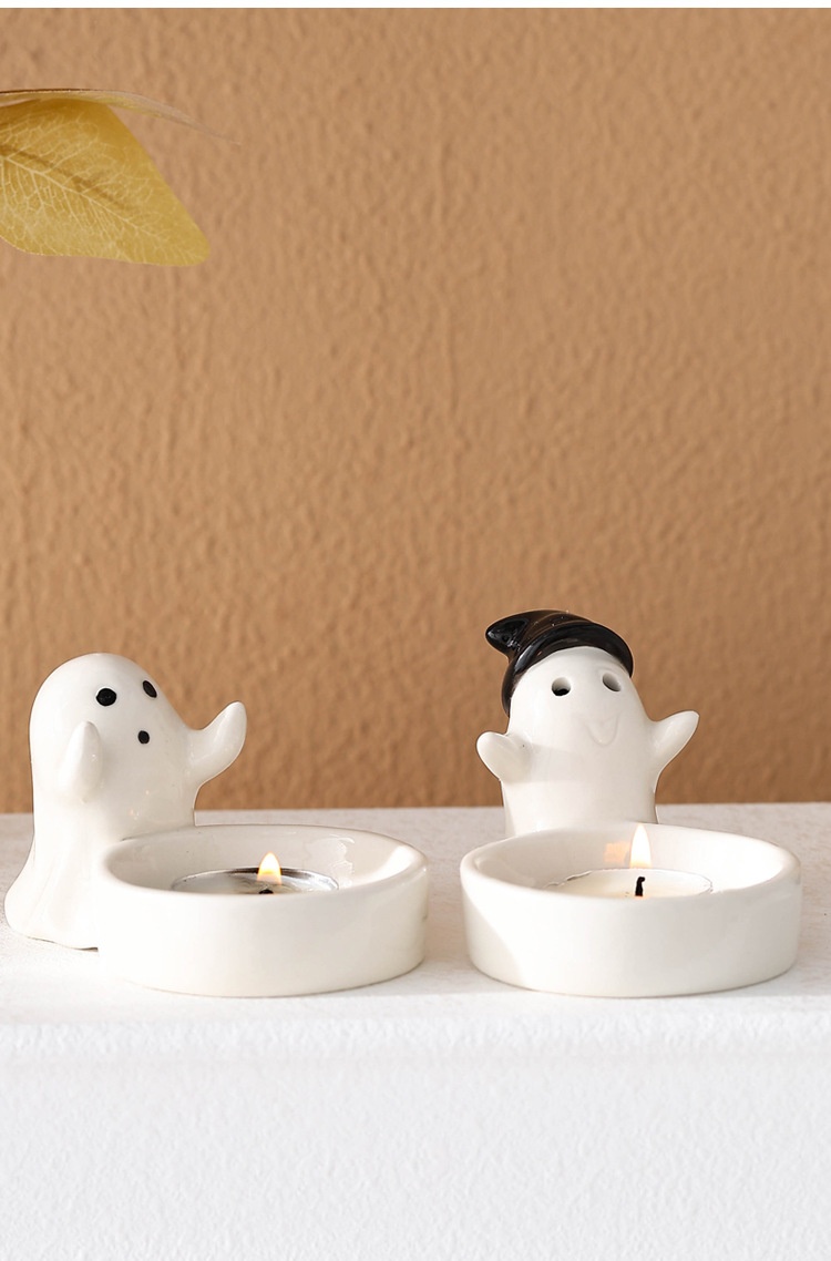 Title 7, Ceramic Couple Ghost Candlestick Funny Ornaments