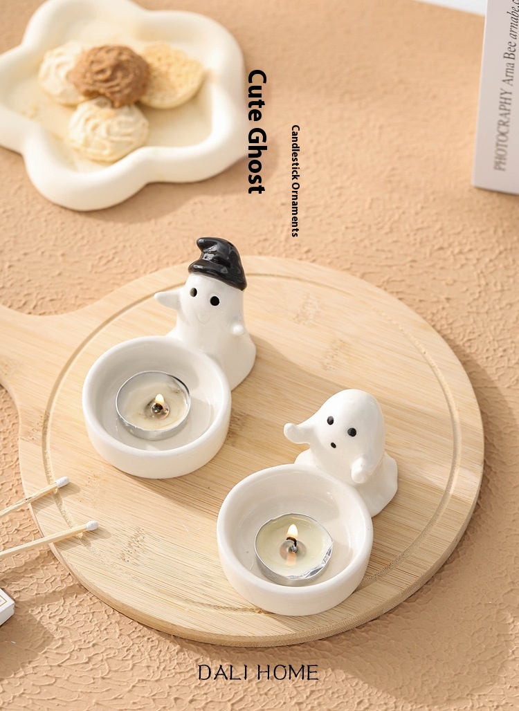 Title 4, Ceramic Couple Ghost Candlestick Funny Ornaments