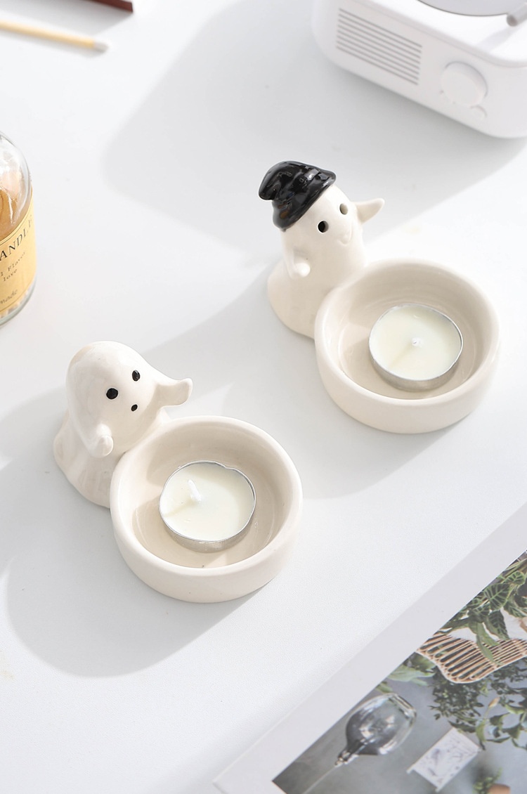 Title 10, Ceramic Couple Ghost Candlestick Funny Ornaments