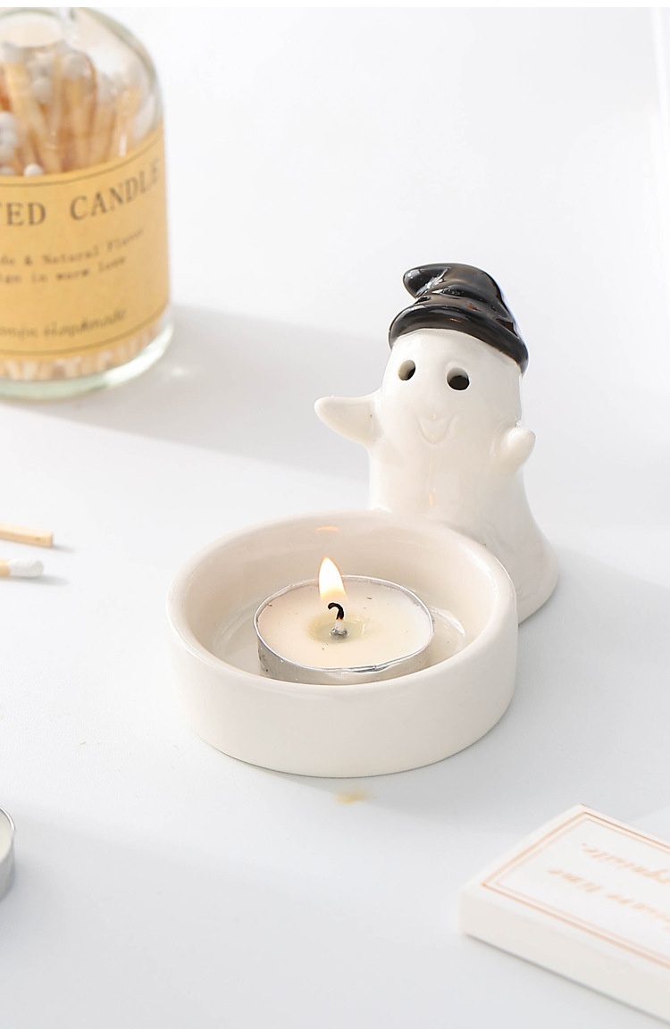 Title 1, Ceramic Couple Ghost Candlestick Funny Ornaments