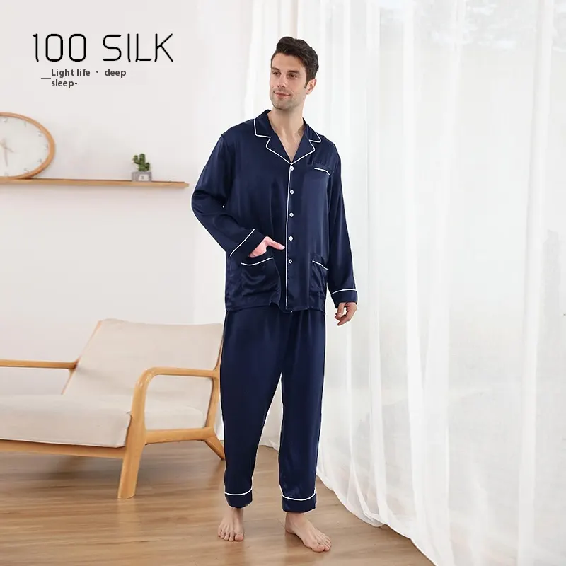 Men's Silk Pajamas 22 M Heavy Mulberry Lapel Homewear