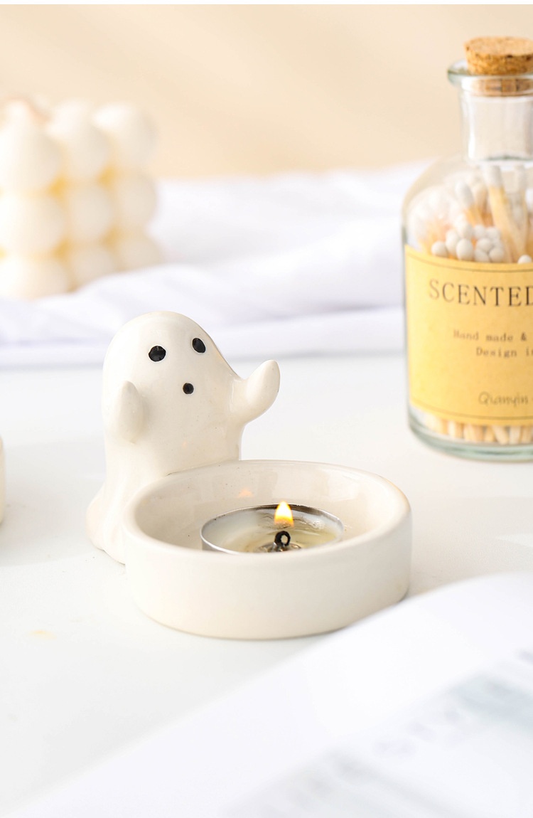 Title 9, Ceramic Couple Ghost Candlestick Funny Ornaments