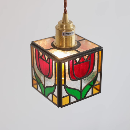 Title 2, Retro Stained Glass Chandelier Bedside Lamp Res...