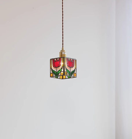 Title 4, Retro Stained Glass Chandelier Bedside Lamp Res...