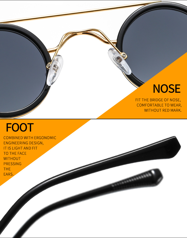 Title 9, Punk Small Round Rim Hip Hop Sunglasses