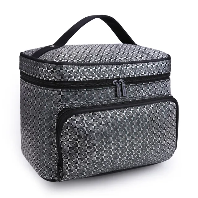 Oxford Cloth Cosmetic Bag Waterproof Large Capacity Portable Silver - Shop at LoveMi