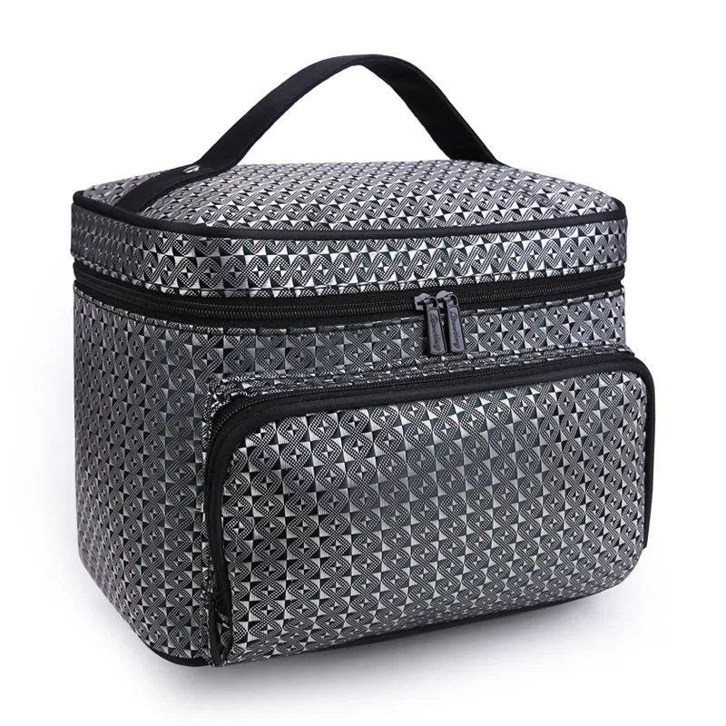 Oxford Cloth Cosmetic Bag Waterproof Large Capacity Portable - Silver