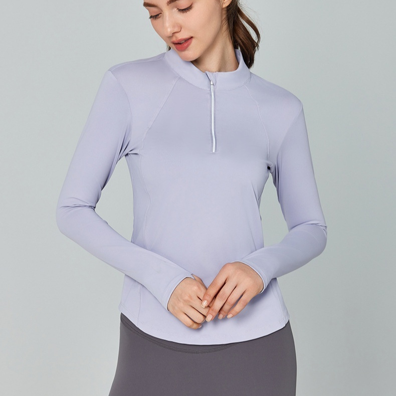 Yoga Clothes Long-sleeved Top Women's Reflective Stripe Half Zipper