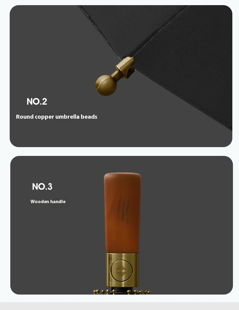 Title 8, 16 Bone Wooden Handle Fully Automatic Umbrella