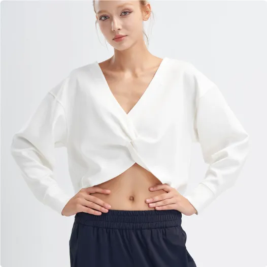 Reverse Midriff baring Long Sleeve Nude Feel Sports Inverness White - Shop at LoveMi