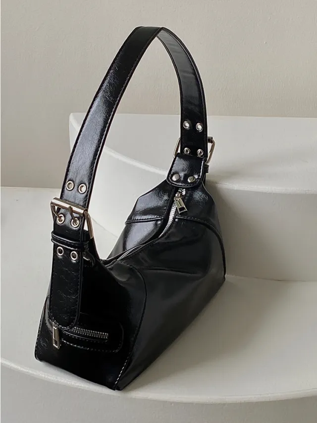 Niche Design Women Bags Retro One shoulder Portable Black - Shop at LoveMi