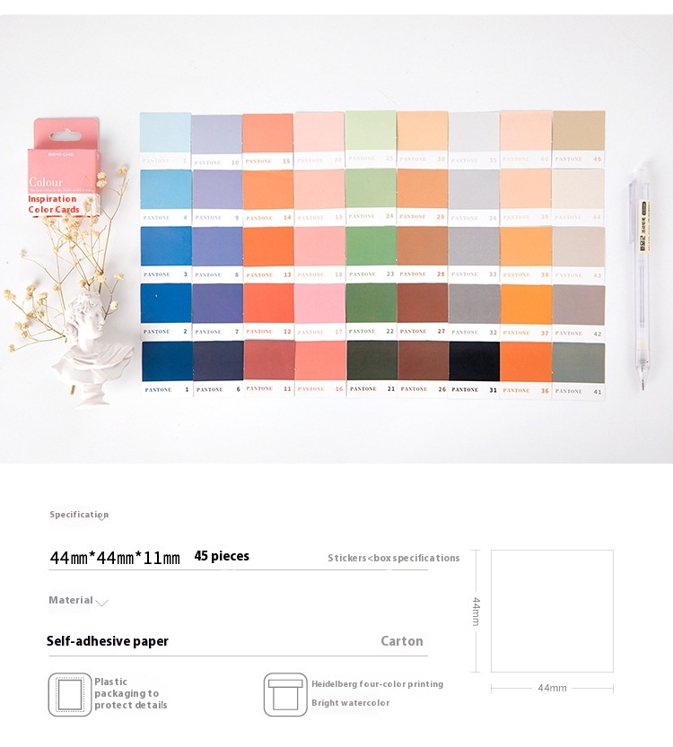 Title 1, Inspiration Color Card Box Packed Stickers 45 P...