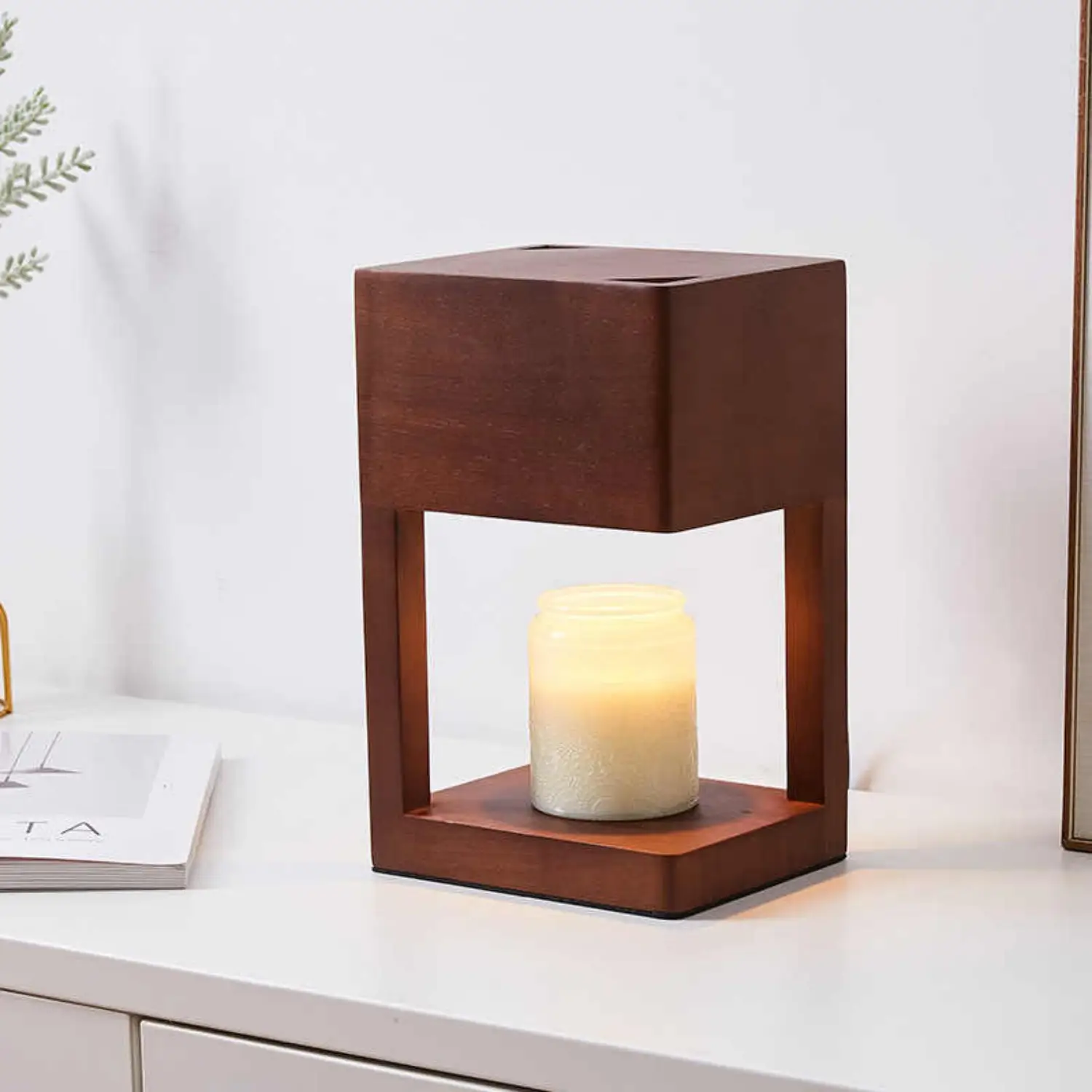 Wooden Flameless Aromatherapy Candle Warm Light