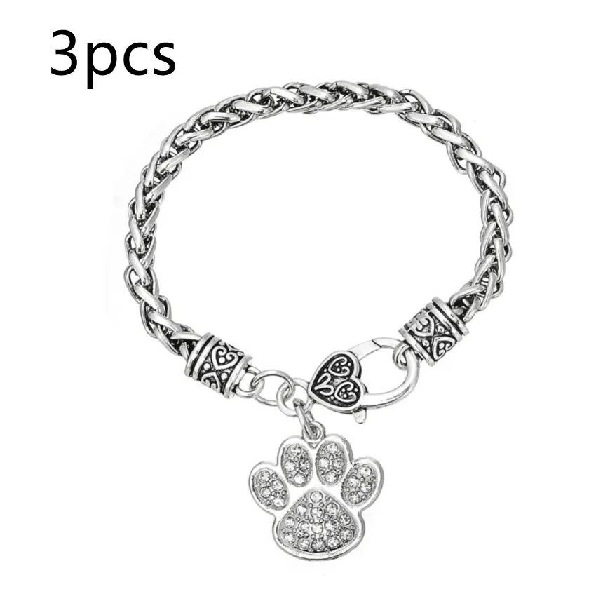 Cartoon animal footprints paw print pendant bracelet
