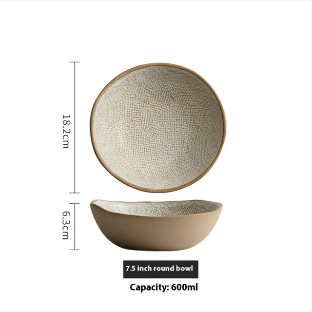 Retro Noodle Bowl Household Ceramic Tableware 7.5Inches Mesh White - Shop at LoveMi