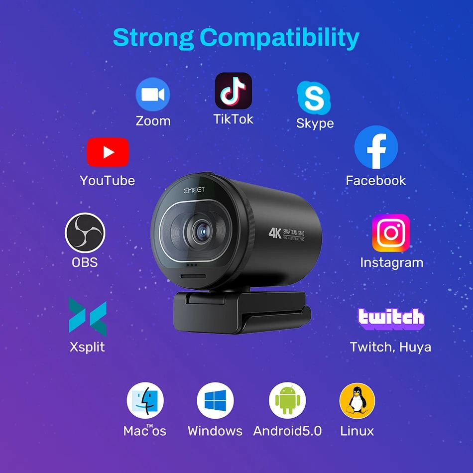 Title 8, Ultra-clear 4K Live Broadcast Computer Camera f...