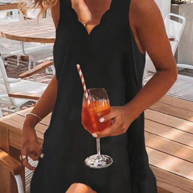 Irregular Fluted Collar Sleeveless Dress