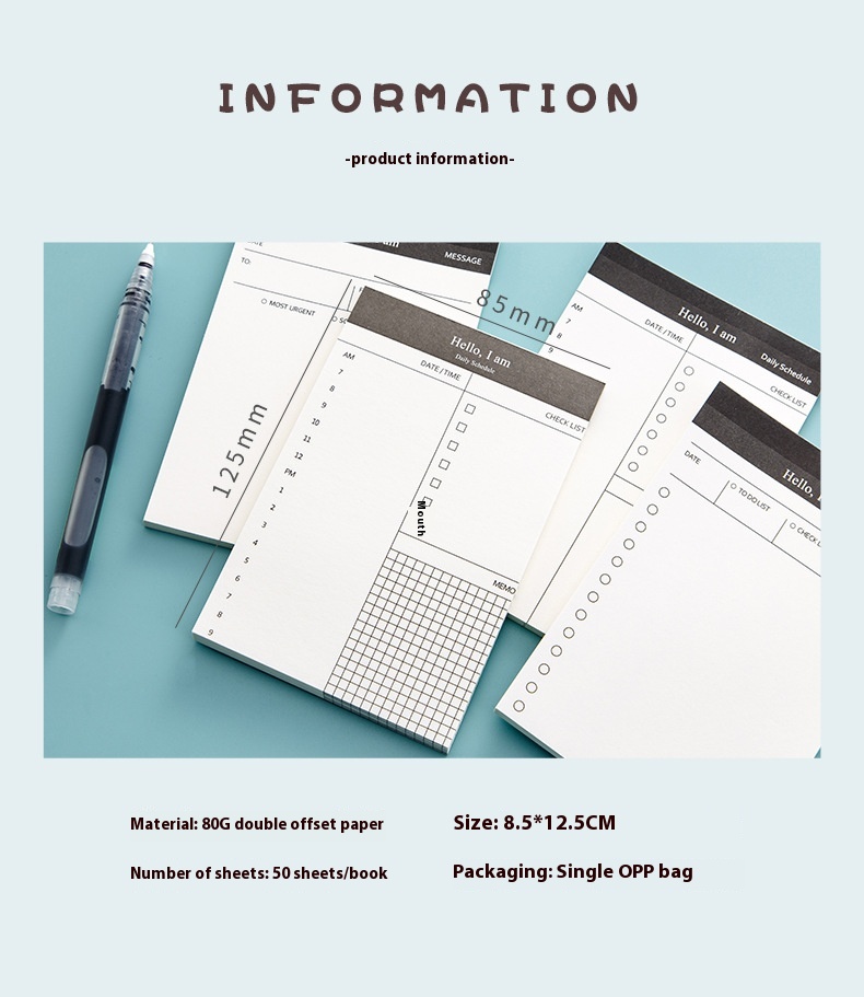 Title 9, Portable Notepad Schedule Daily Planner