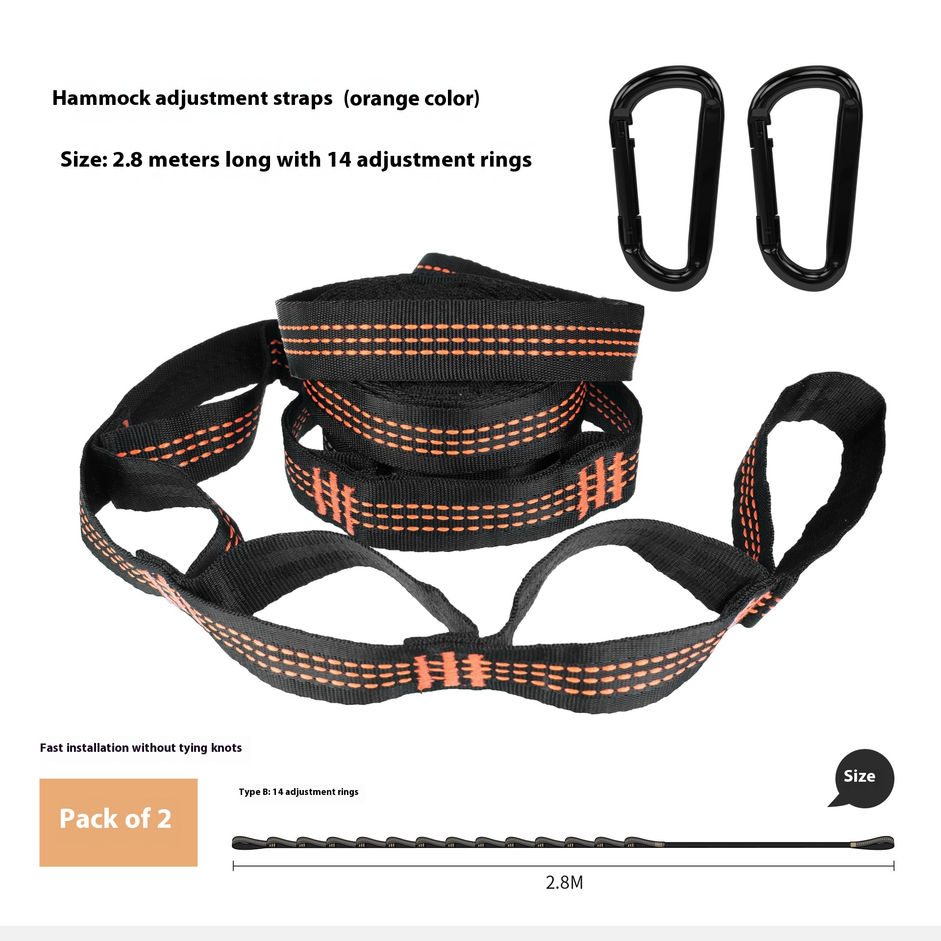 2.8M 14 Rings Orange 2 Buckles