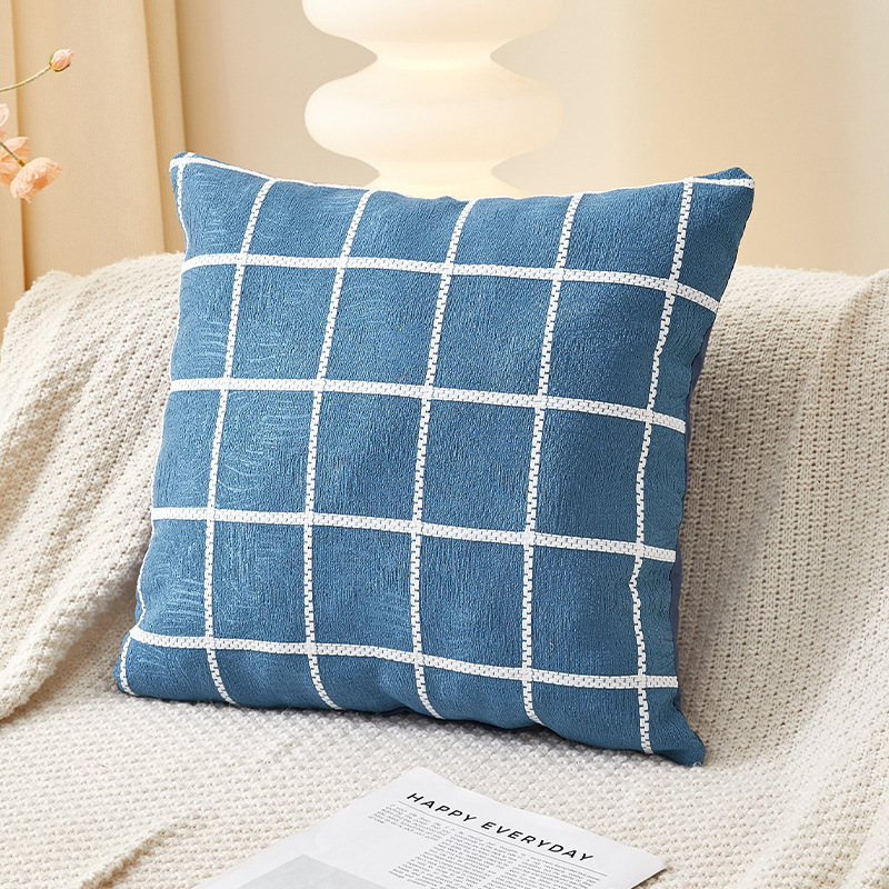 Title 6, Chenille Plaid Pattern Pillow Cover Pillow Cross