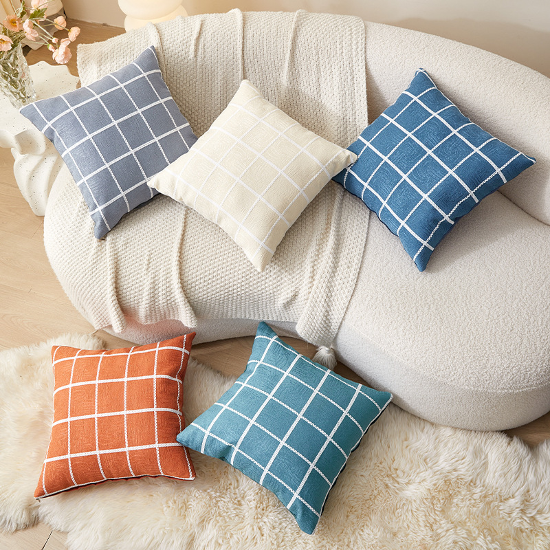 Title 3, Chenille Plaid Pattern Pillow Cover Pillow Cross