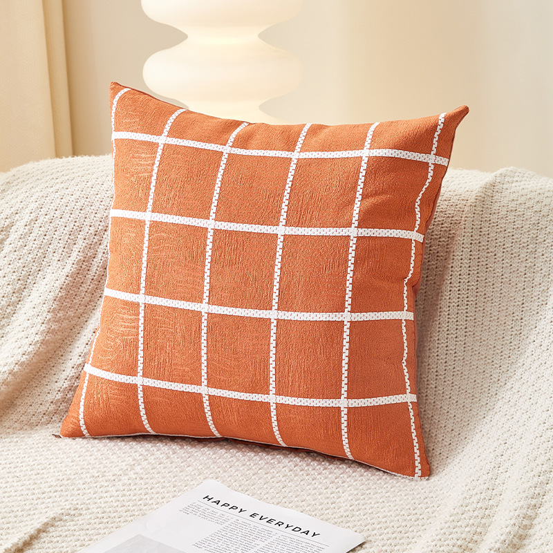 Title 5, Chenille Plaid Pattern Pillow Cover Pillow Cross