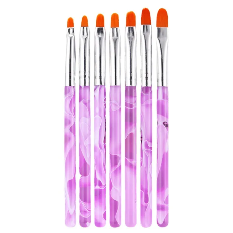 Artificial Nails Broad Brush Comprising A Row Of Penshaped Brushes Phototherapy Nail Brush 7 Pack - Purple