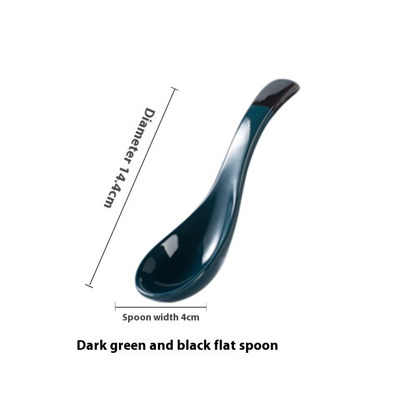 Dark Green Black Flat Spoon