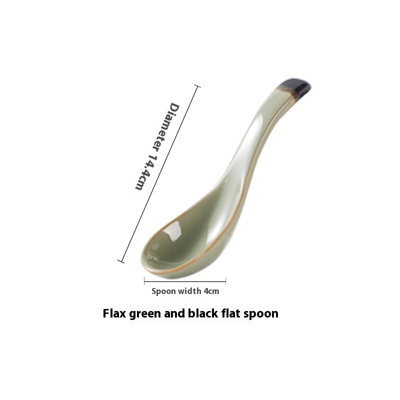 Linen Green Black Flat Spoon