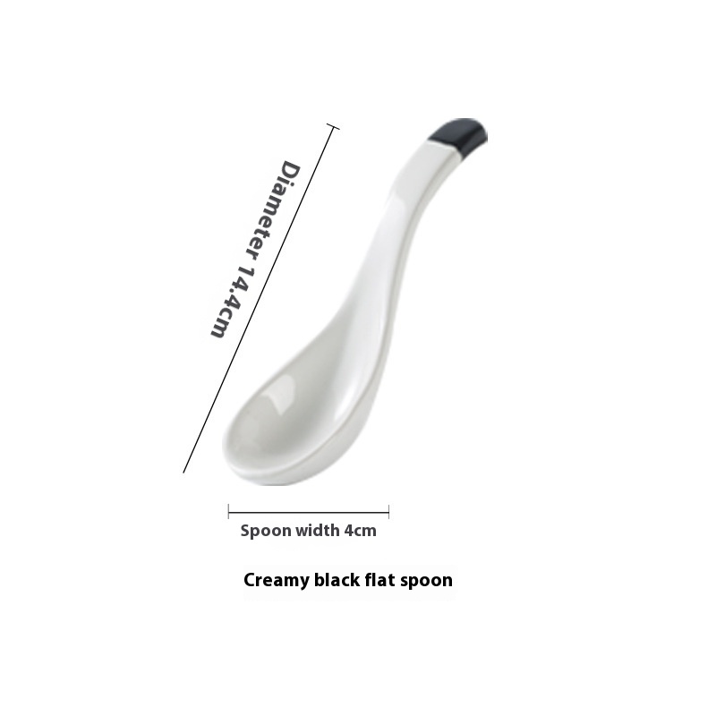 White Black Flat Spoon