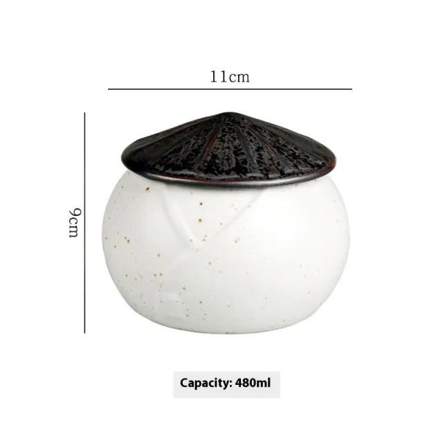 Ceramic Bamboo Hat Slow Cooker Steam Eggs Bowl With Cover White Body Silver Cap - Shop at LoveMi