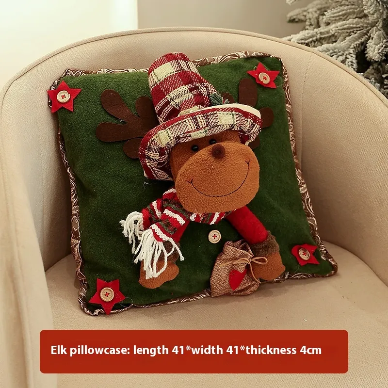 Linen A Tall Hat Pillow Sofa Cushion Throw Pillowcase - Elk