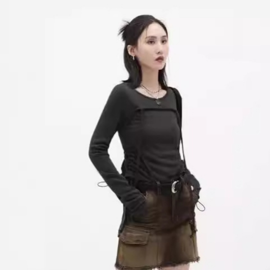 European And American Style Drawstring Long-sleeved Women's Clothing