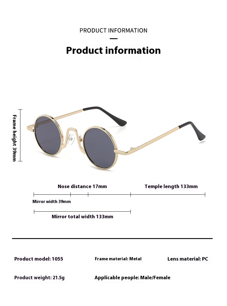 Title 5, Retro Hip Hop Sonnenbrille, kleine runde Fassun...