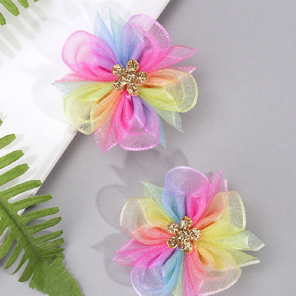 Title 4, Fashion Mesh Butterfly Children Flower Barrettes