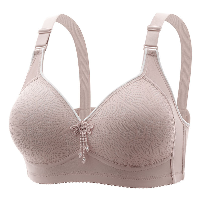 Title 4, Lace-patterned No-wire Bra With Four Rows And T...