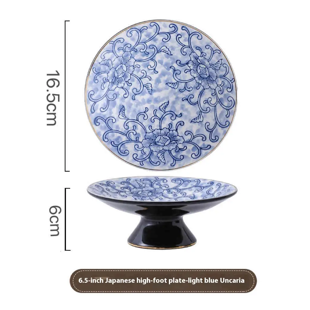Underglaze Color Goblet Plate Household Round Sushi Sashimi Plate