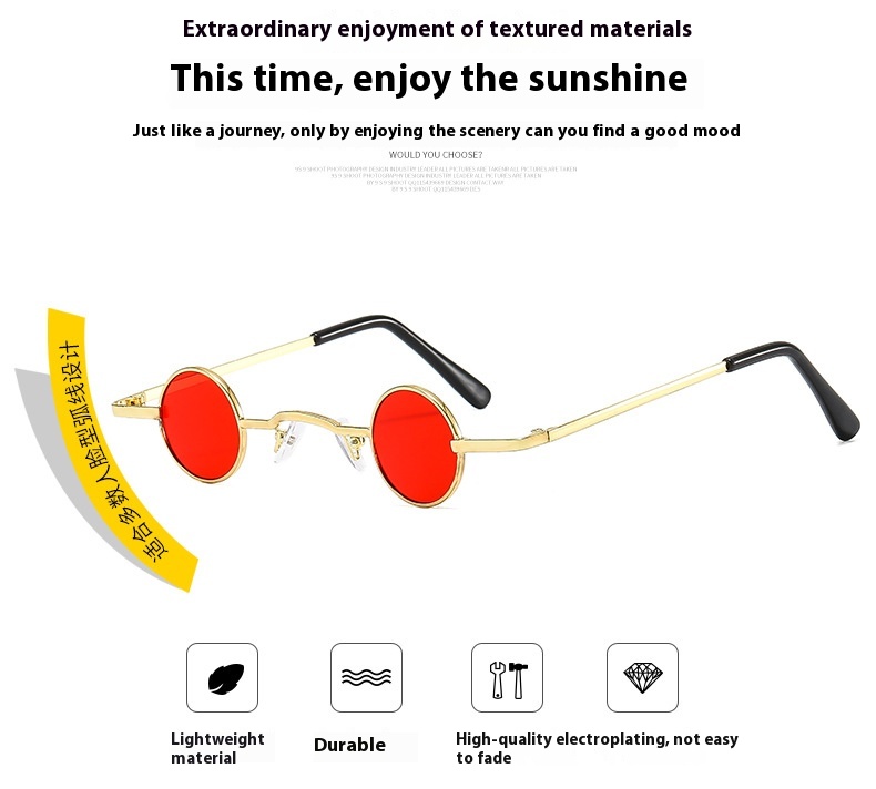 Title 8, Small Frame Round Fashion Vintage Sunglasses