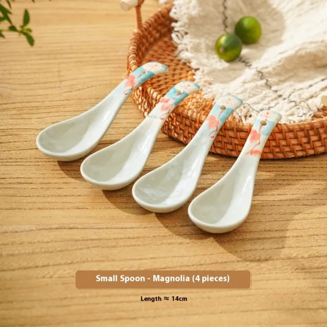 Spoon Household Ceramic Spoon Magnolia 4 Pack - Shop at LoveMi
