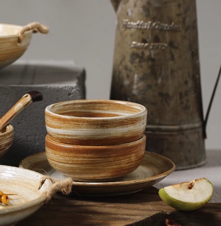 Japanese Style Coarse Pottery Tableware Suite Products Set Minimalist Creative Plate
