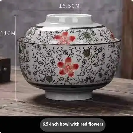 Retro Underglaze Ceramic Bowl Thickened With Cover
