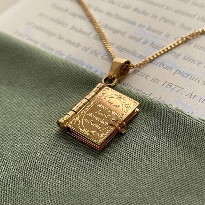 Book Necklace Gold